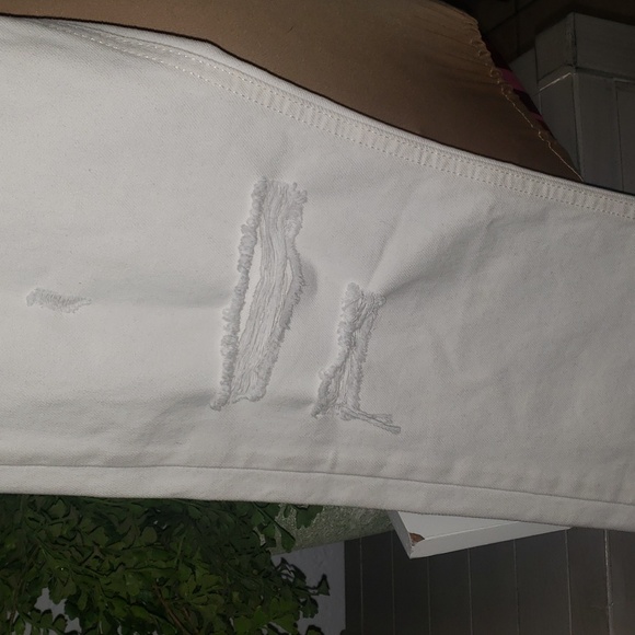 We Free People Tapered Baggy Boyfriend Jeans Chalk White Distres - Picture 6 of 11